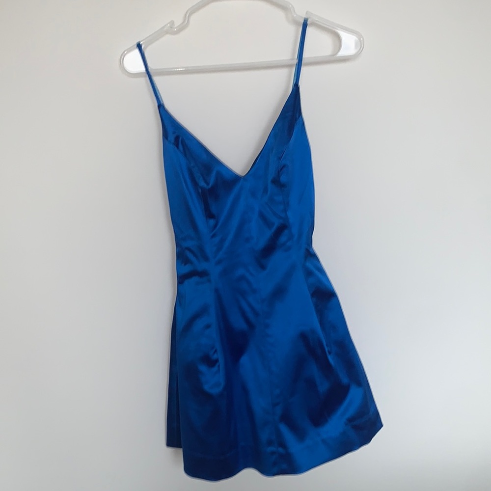 Blue Satin Mini Dress